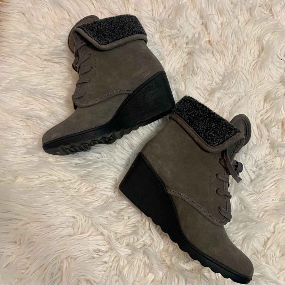 Gray Wedge Boots